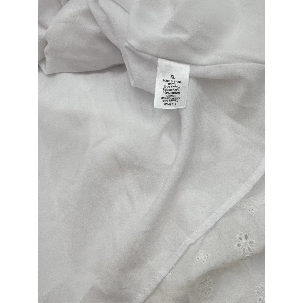 Ophelia Roe White Eyelet‎ Prairie Midi Dress Cottagecore Coquette XL - Picture 12 of 13